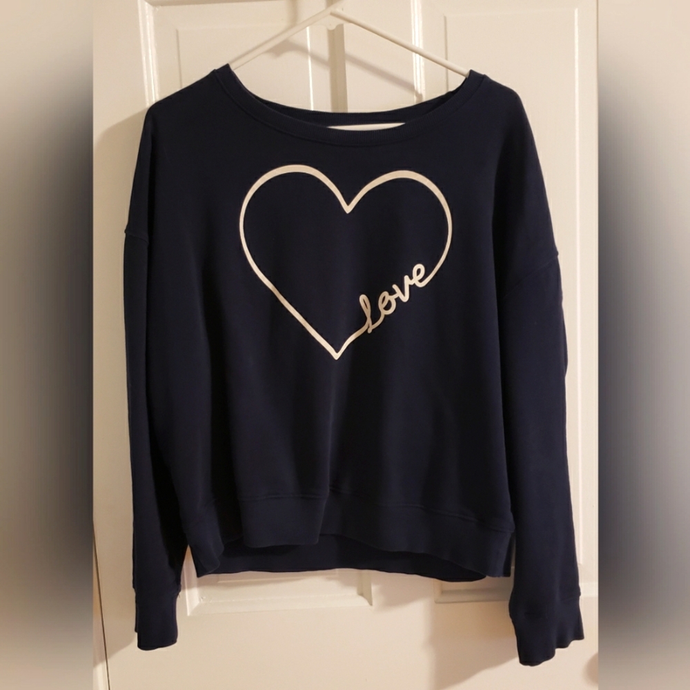 PACT Organic Cotton Navy Love Sweatshirt Large